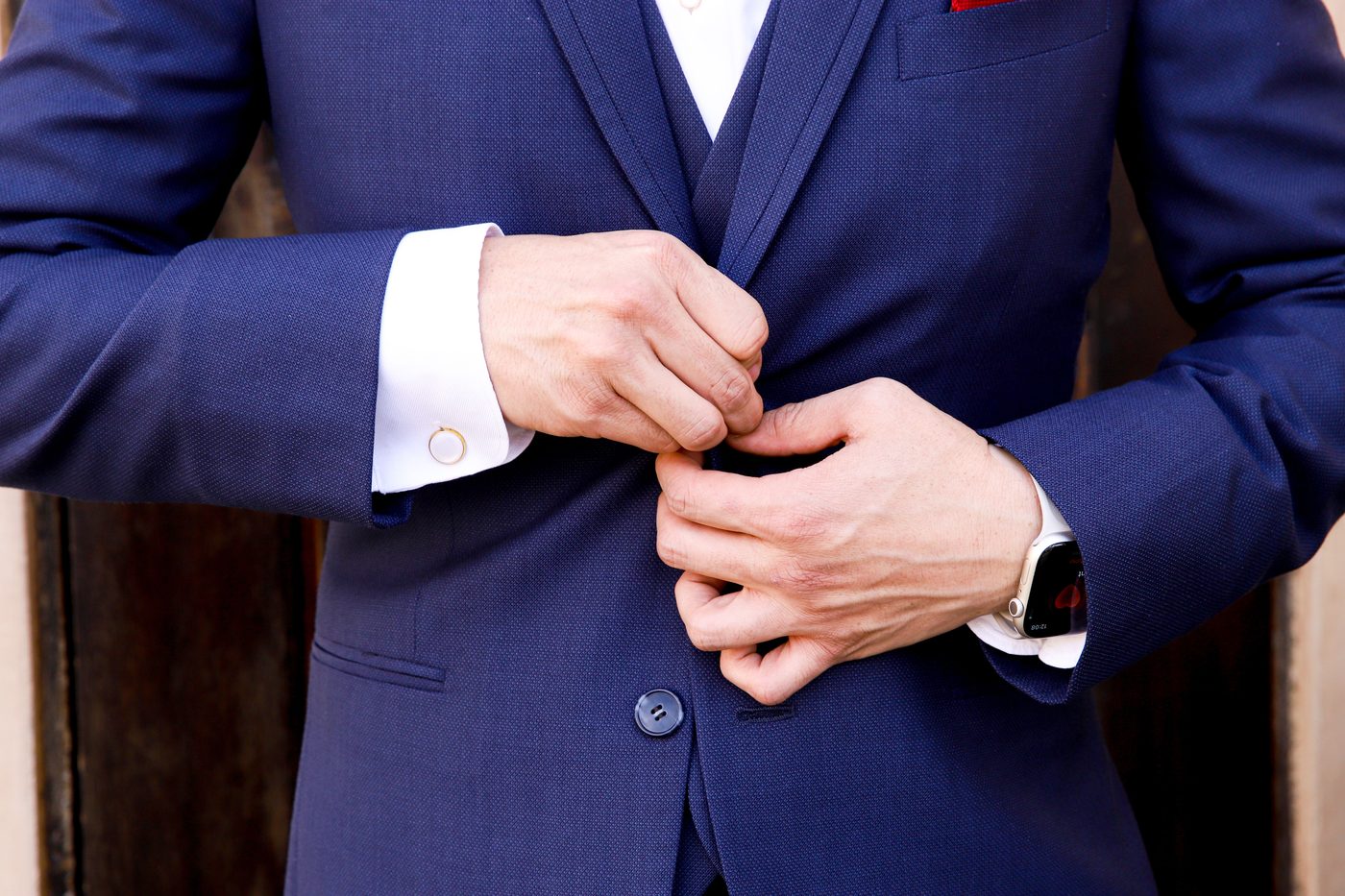 Bespoke navy flannel suit, custom tailored at GM Custom Clothier in Sugar Land, TX